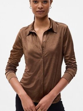 Gap Bronze Satin Button-Front Blouse, New With Tags
